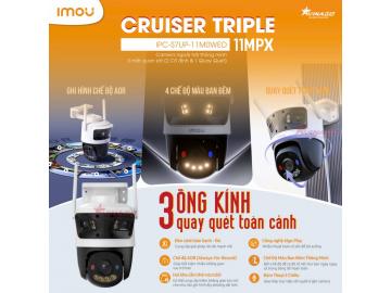 Imou Cruiser Triple 11MP - IPC-S7UP-11M0WED - Camera 3 Mắt Ngoài Trời Hình Ảnh Sắc Nét, Màu Sắc Rực Rỡ Ban Đêm.