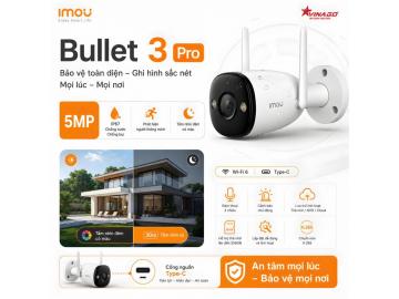 Imou Bullet 3 PRO 5MP chuẩn 3K - Phát hiện người & phương tiện, Ban đêm có màu, đèn cảnh báo xanh đỏ, Đàm thoại 2 chiều