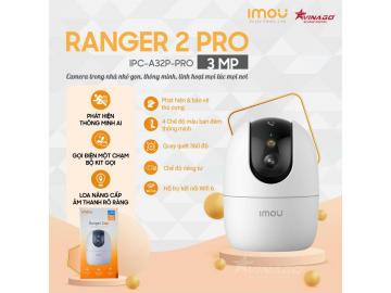 IMOU Ranger 2 Pro 3MP - IPC-A32P-Pro - Camera trong nhà ban đêm có màu, tích hợp AI