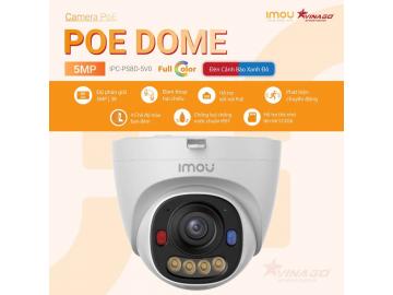 Camera IMOU PoE Dome 5MP, Tích hợp Mic ghi âm, Màu ban đêm, đèn xanh đỏ, hỗ trợ thẻ nhớ tới 512G - IPC-PS8D-5V0