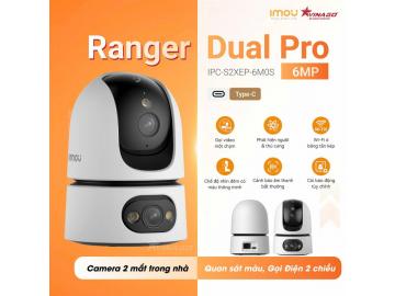 IMOU Ranger Dual Pro 6MP - IPC-S2XEP-6M0S - Camera 2 mắt trong nhà, quan sát màu, gọi điện 2 chiều