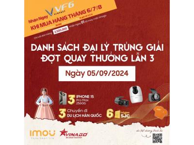 CÔNG BỐ KHÁCH HÀNG TRÚNG QUAY THƯỞNG ĐỢT 3 NGÀY 05/09/2024