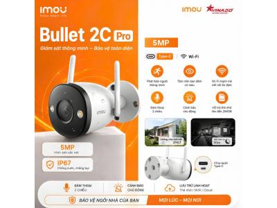 Imou Bullet 2C PRO 5MP chuẩn 3K - Phát hiện người - Phương tiện, đèn cảnh báo xanh đỏ