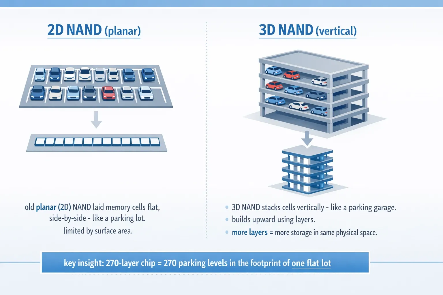 So sánh 2D và 3D NAND